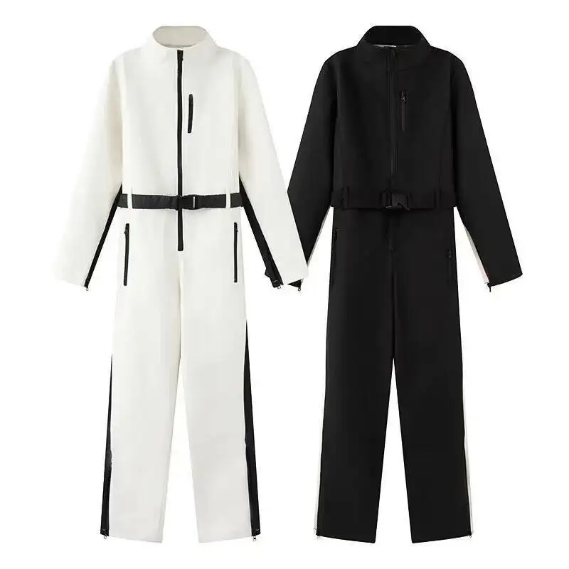 2025 Dames Elegant Skateboard Eendelig Fleece Skibodysuit Dames Lange mouw Waterdicht Winddicht Patchwork Skiën Jumpsuits