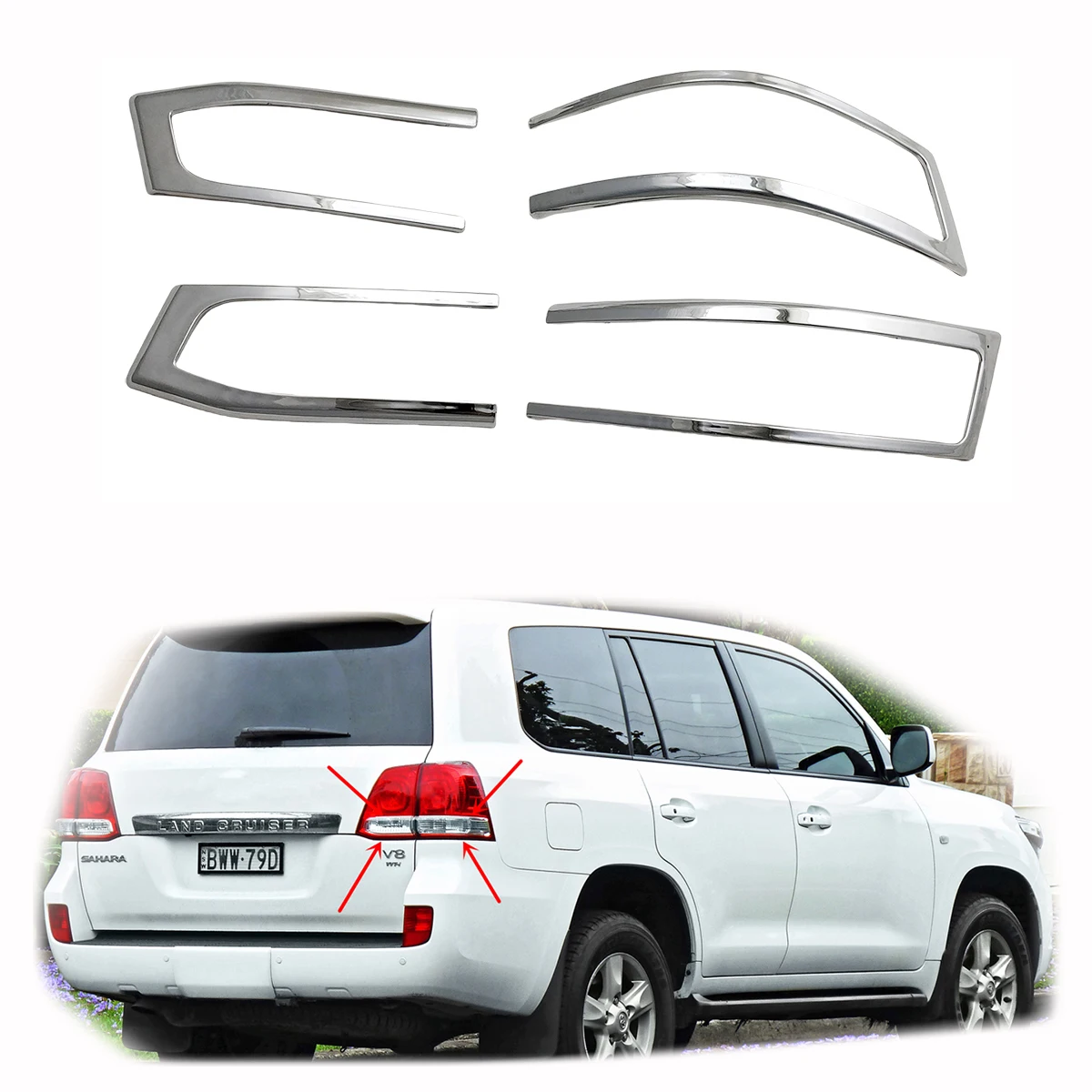 

New Abs Car Accessories Chrome Plated Tail Lamp Covers Trim Paste Style For Toyota Land Cruiser Fj200 Lc200 200 2008 - 2011