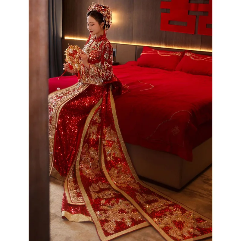 Xiuhe Bridal New Show Kimono Heavy Industry Chinese Toast Wedding Dress Women