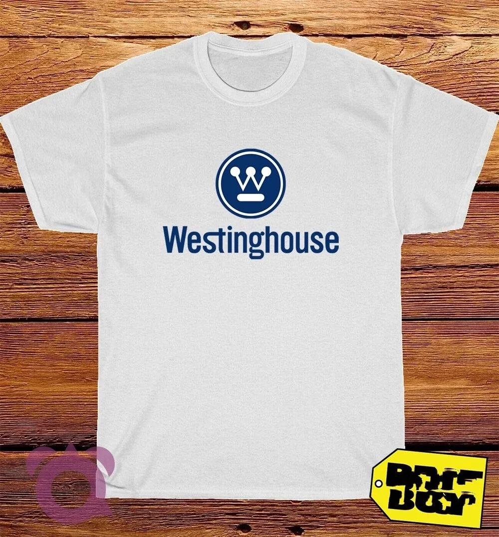 

Новинка осени 2025 года, мужская американская забавная футболка с логотипом Westinghouse, хлопковая футболка с круглым вырезом и принтом для мужчин и женщин