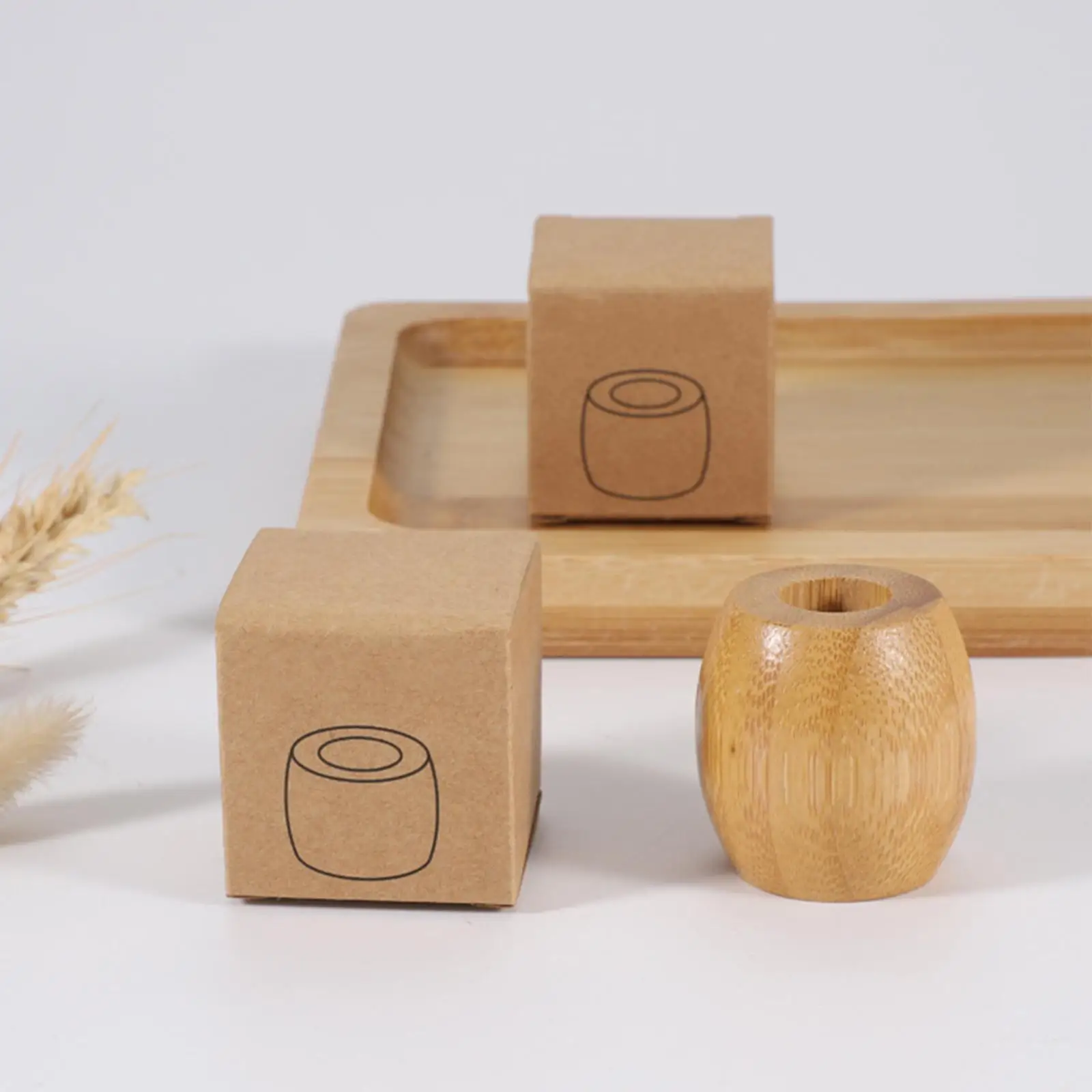 2-4 Pak pemegang sikat gigi bambu, dudukan pena kantor untuk rumah pertanian mandi