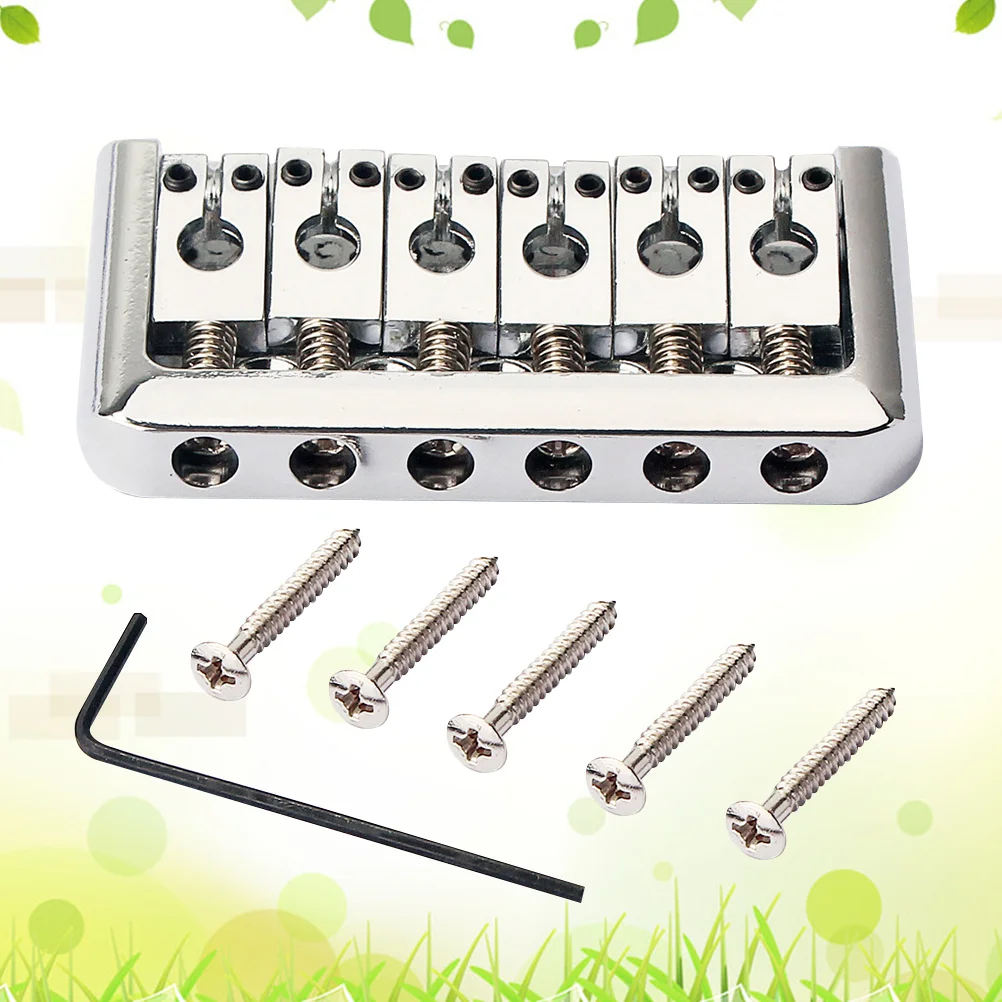 

Fixed Guitar Bridge 6-Saddle Ashtray Tailpiece For Tl Style Electric Guitar Replacement Silver Includes Wrench Tool