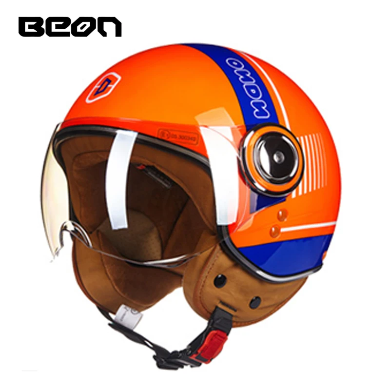 

Four Season Retro Open Face Helmet Motorcycle 3/4 Pu Leather Helmet Capacete Moto with Racing Helmet Protective Windsheild Kask