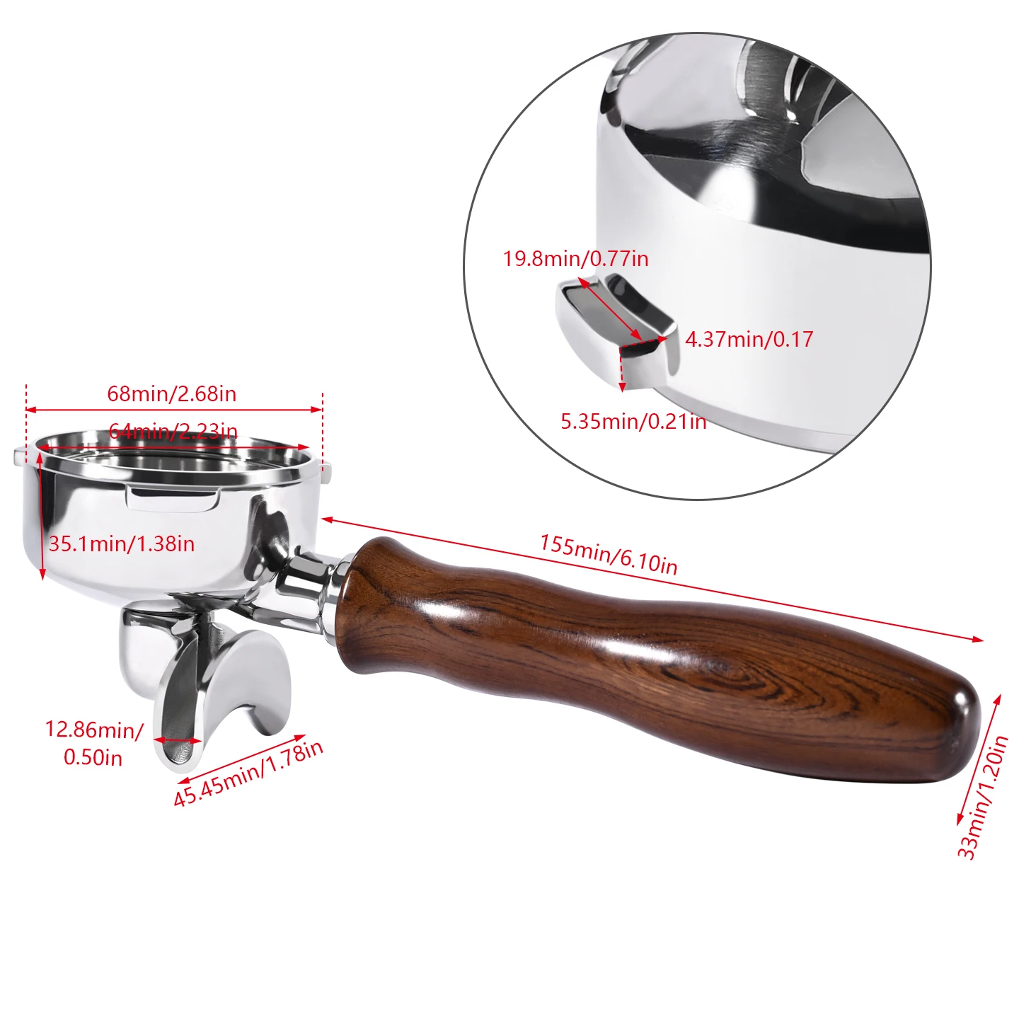 58mm 3-Ear For Hibrew H7 H7a H10a Stainless Steel Espresso Portafilter Breville Barista Max/Mini/Signature Brew Basket Tools view 3