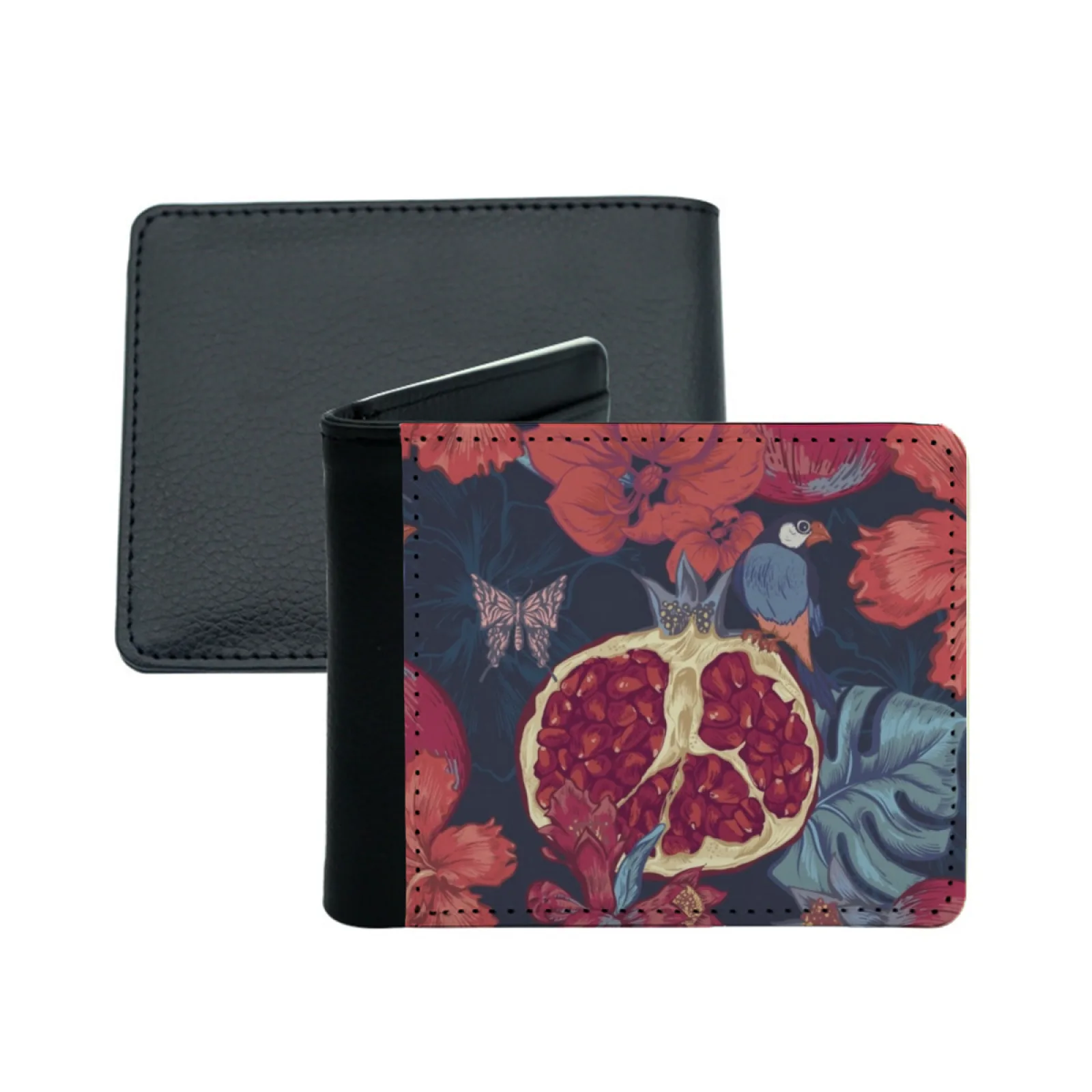 ทับทิมดอกไม้ทับทิมรูปแบบกระเป๋าสตางค์หนังผู้ชายบัตรเครดิต/Id ผู้ถือแทรกเงินกระเป๋าชายสั้นกระเป๋า