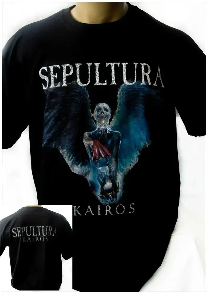 fashion heavyweight Hot Sale vintage Summer streetwea  vintage Sepultura Kairos 2011 Black Shirt Men Shirt Rock Band Tee Music