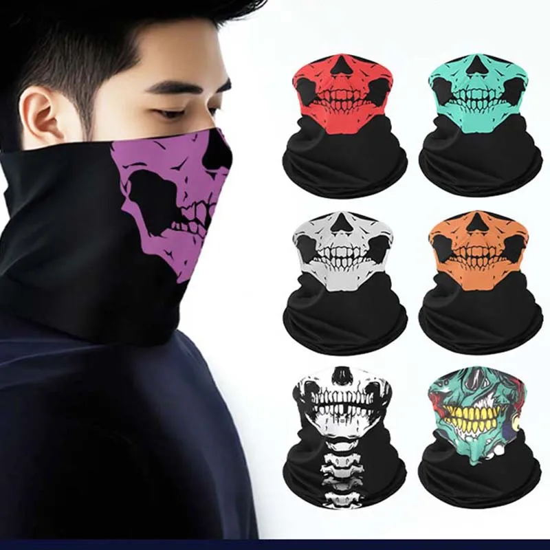 

Outdoor Sports Full Face Breathable Ice Silk Mask Cycling Sports Scarf Solid Color Skull Print Multifunctional Sunscreen Headsca