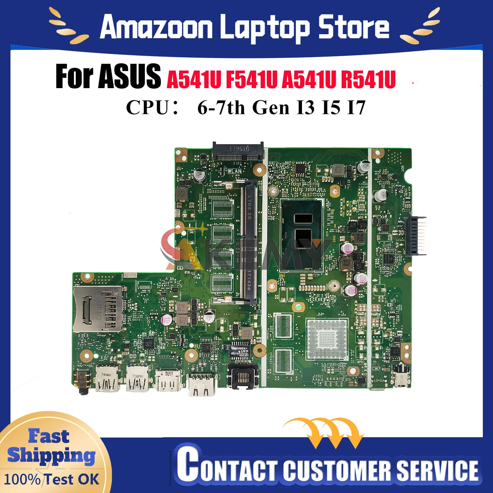 

X541UAK Материнская плата для ноутбука ASUS X541UAK X541U X541UVK R541U X541UV F541U A541U X541UJ X541UA A541U Материнская плата с процессором I3 I5 I7