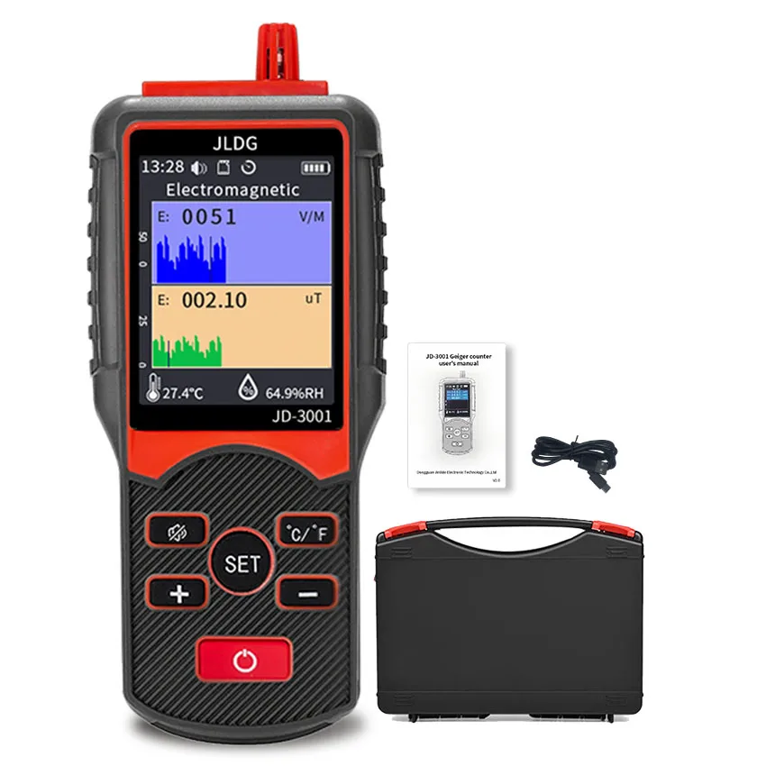 

Портативный счетчик Гейгера JD3001 Детектор ядерного излучения Рентгеновский γ-лучевой β-лучи Электромагнитное излучение Персональный дозиметр