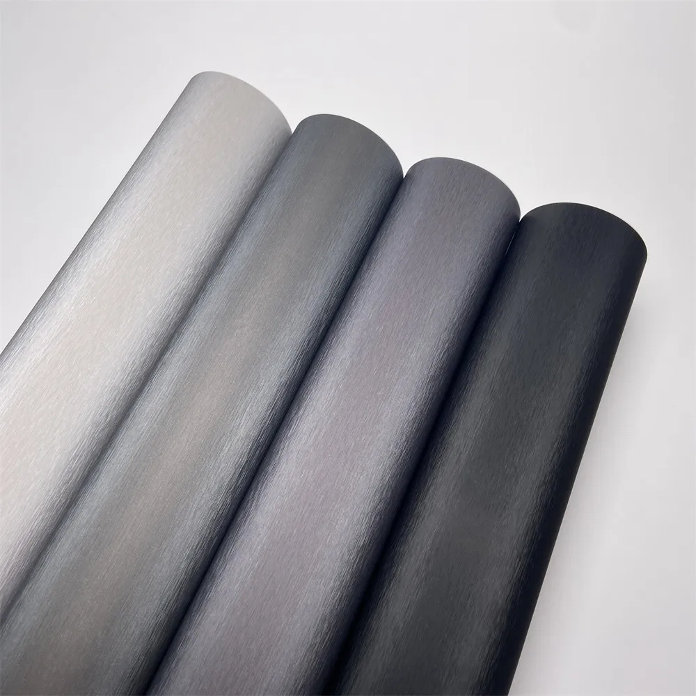 Car Body Wrap Metallic gebürstete Vinylfolie Schwarz Grau Car Wrapping Folie Wasserdichte Aufkleber Aufkleber für Motorradzubehör
