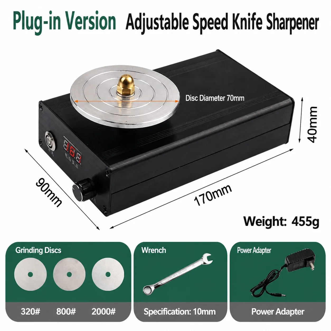 AC 100-240V Electric Knife Sharpener Carving Knife Quick Sharpening Machine Diameter 70MM Mini Grinding Machine 0-3000RPM