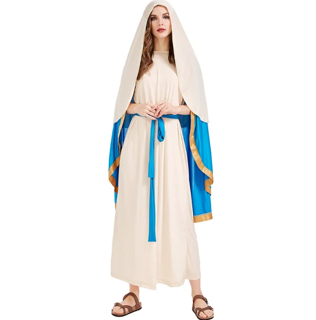 Halloween Cosplay The Virgin Mary Cosplay Costume for Women Carnival Party Adult Cosplay Ancient Israel Nun Fantasia Dress