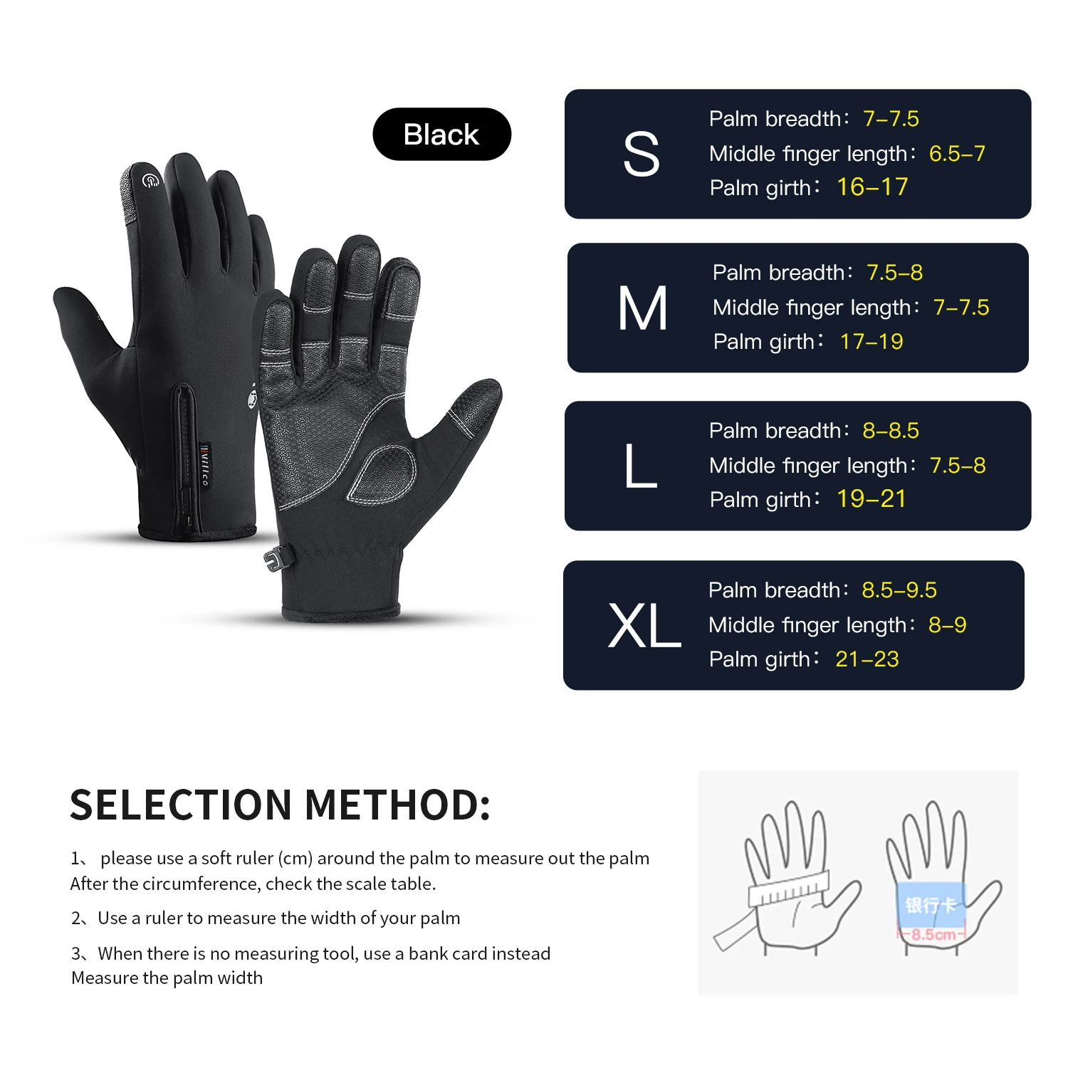 Men Waterproof Winter Cycling Gloves Outdoor Sports Running Motorcycle Ski Touch Screen Fleece Gloves Non-slip Warm Full Fingers