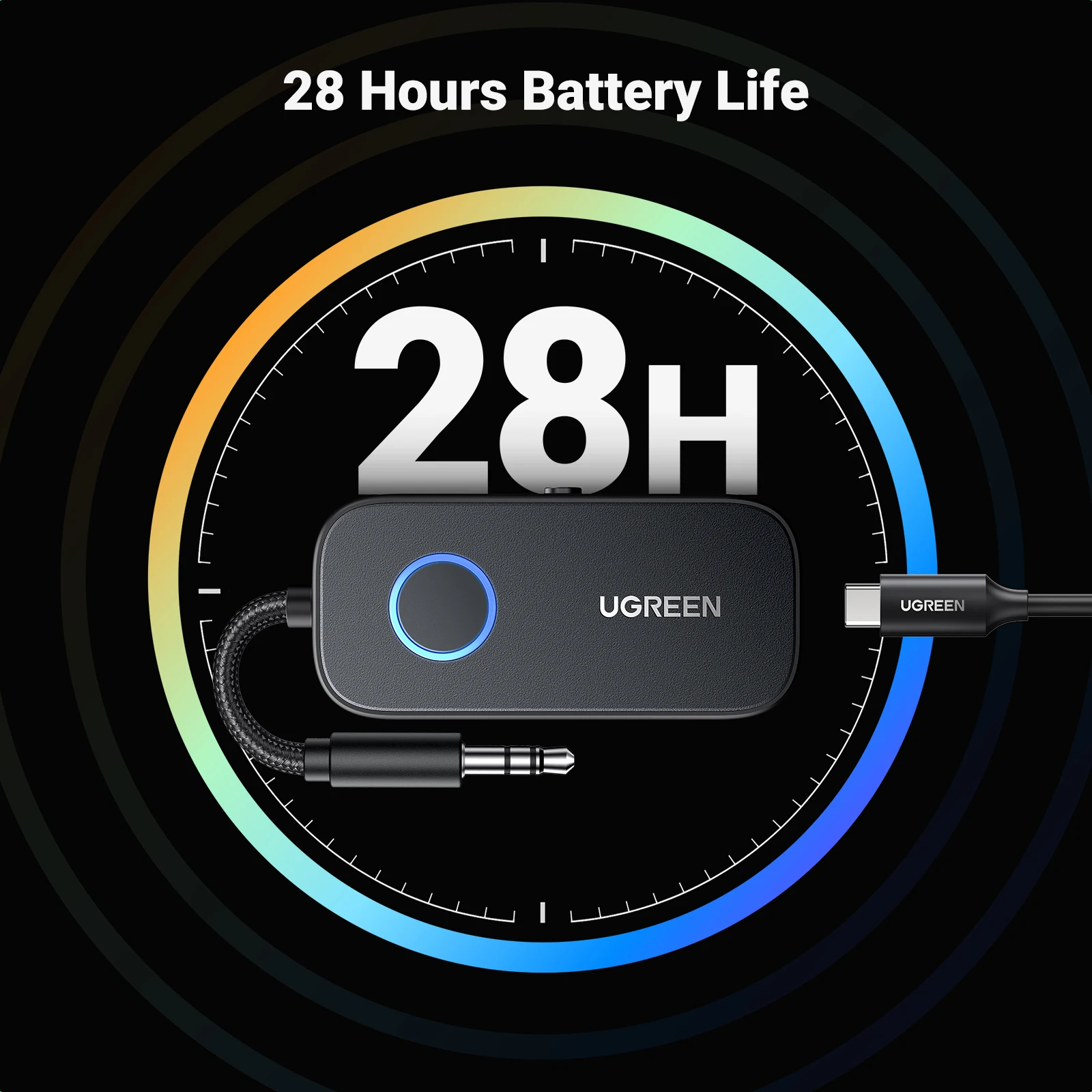 Ugreen-ワイヤレスBluetooth送信機と受信機、飛行機のアダプター、飛行中の3.5mmジャック、テレビ、2-in-1で使用