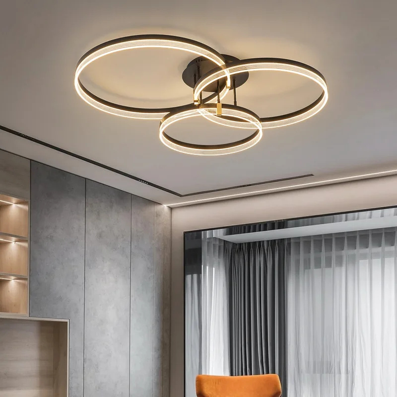 مصباح غرفة المعيشة بطيف كامل، حلقة دائرية من الألومنيوم حديثة وبسيطة، أضواء سقف LED منزلية لغرفة النوم والدراسة