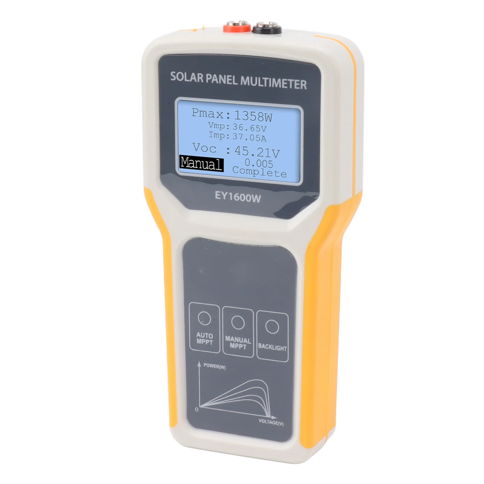 Solar Panel MPPT Tester Photovoltaic Panel Multimeter Handheld Yellow LCD Screen Backlight Solar Powered for Solar PV Testing