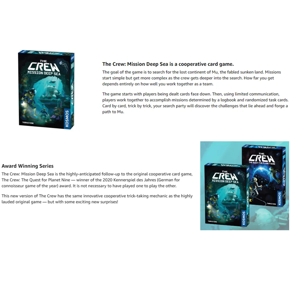 The Crew Card Game Mission Deep Sea Quest for Planet Nine Card Game Cooperative 2 to 5 Players Endless Replayability