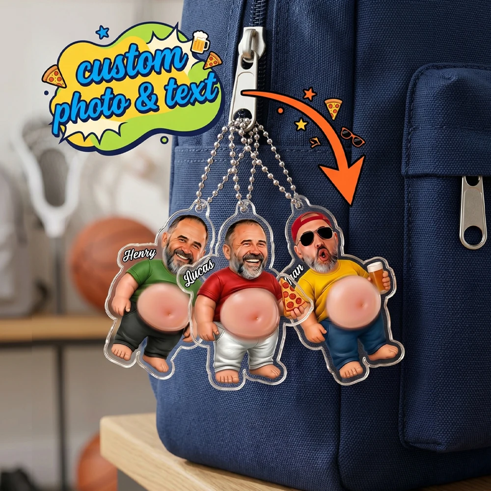 1pc Customized Photo & Text Squishy Stress‑Relief Keychain,Funny Acrylic Pendant,Party Favor,Novelty Gag Gift,Car Hanging Decor
