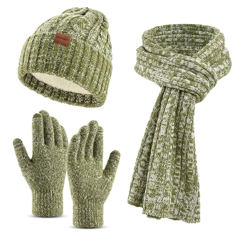 

Winter Gift Winter Warm Cold Protection Woolen Caps Knitted Cap Suit Hat Scarf Gloves Set Hats