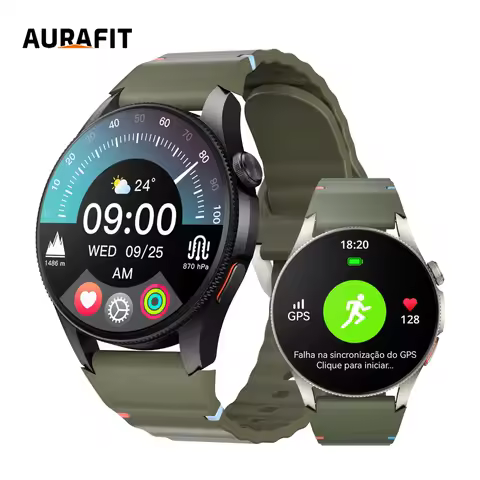 Versão Global do Smartwatch AURAFIT G12 GPS, G12/Trek 2 AMOLED 1.43",3ATM,150+ Modos Esportivos,Monitor Saúde,Suporte Strava