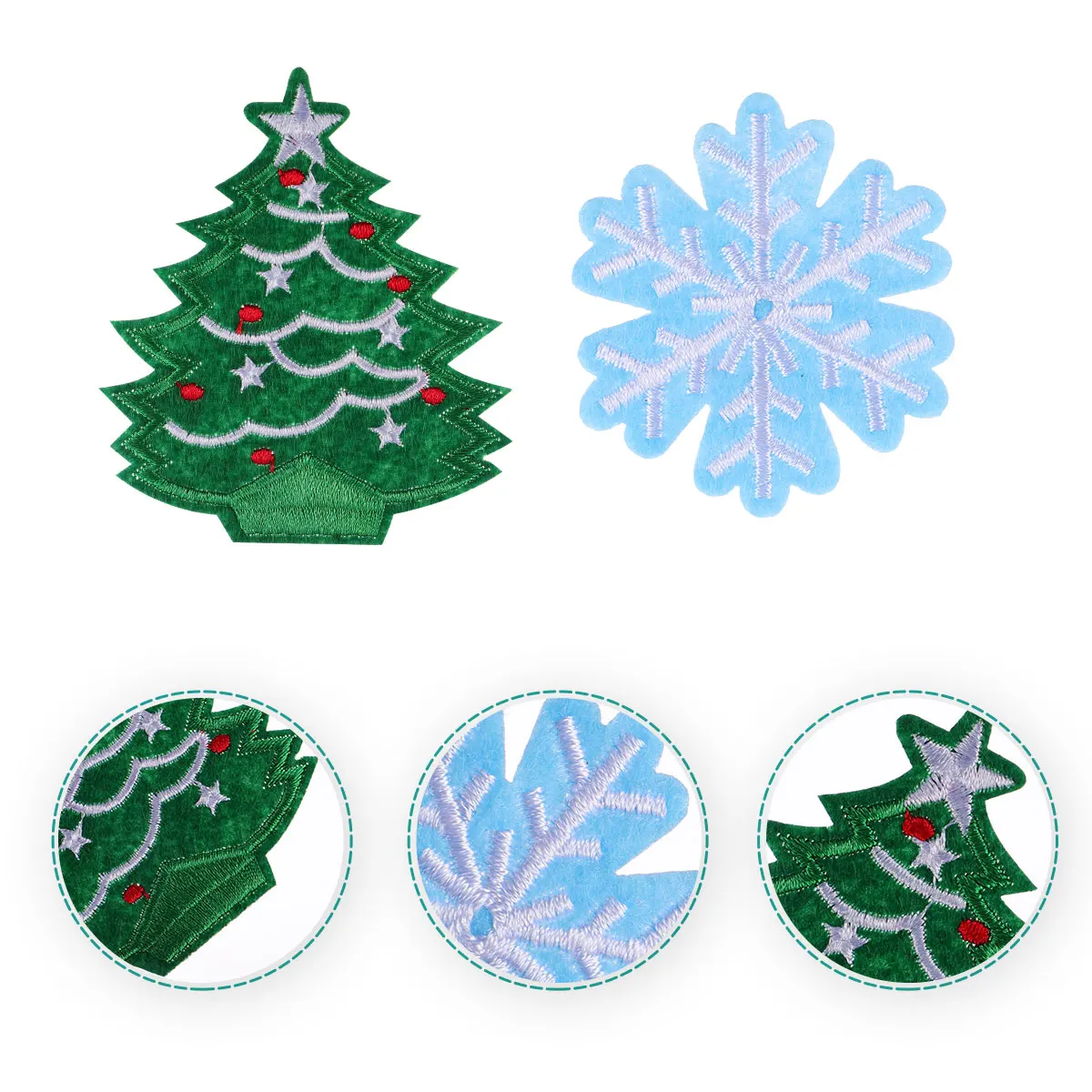 

20 Pcs Snowflake Patch Cloth Iron Patches for Clothes Appliques Blue Christmas Winter