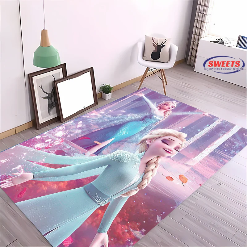 NO.2 New Arrival ! Customized Disney Carpet, Frozen Elsa Princess Living Room Bedroom Bed Mat, Non-slip Durable Home Office Rug