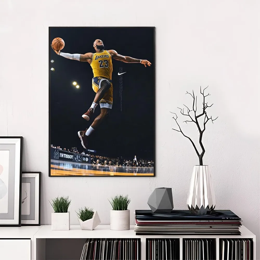 1PC L-LeBron J-James Poster Self-adhesive Art Waterproof Paper Sticker Coffee House Bar Room Wall Decor