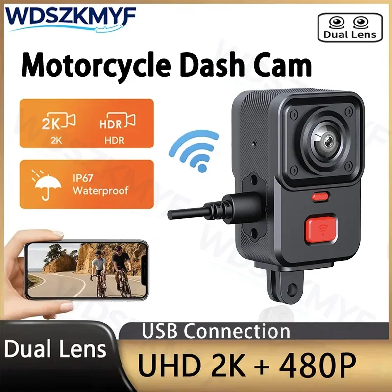 2026 New 2K+480P GPS WiFi Motorcycle DVR Single/Dual lens  Waterproof IP66 Loop Recording Widely Angle Camera HD Video Recorder