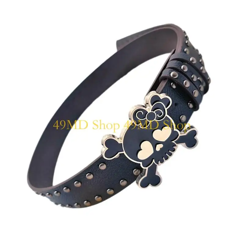 49md czaszka klamra klamry pu pasek dla kobiet 2000s subkultury nity Pasek w talii dla nastolatków dla dziewcząt chłopiec