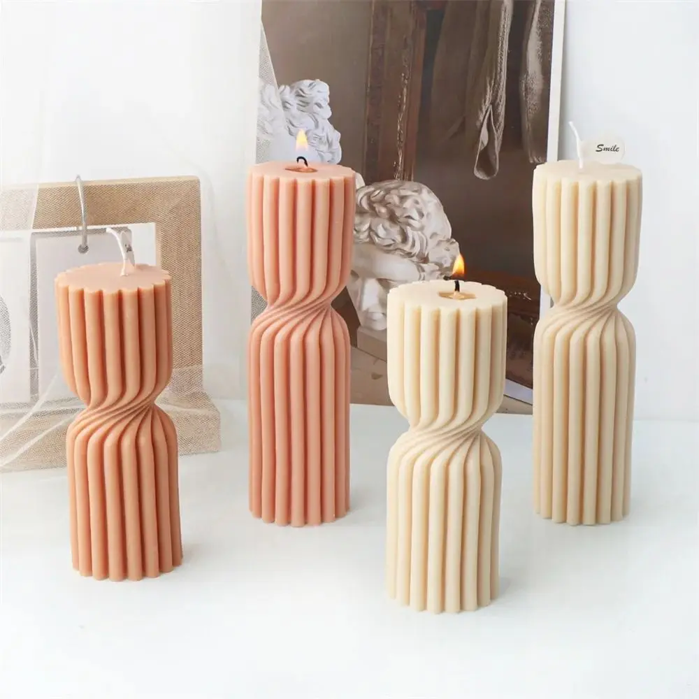Pinstripe Pillar Stripe Cylindrical Candle Mold Silicone 3D Candle Mould Column Geometry Columnar Mold Candle Making
