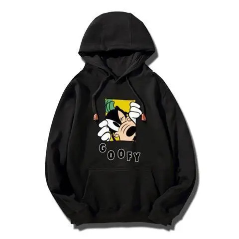 

Толстовка с капюшоном Disney Goofy, мужской хлопковый флисовый пуловер, весна-осень 2022, толстовка с рисунком, белая основа, гуфи-персонаж, выглядывающийся