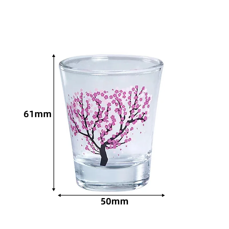 Exquisite  Mini Small 2oz Cold Color Changing Sakura Shot Glass Spirits Glass Cup for  Home Hotel and Party