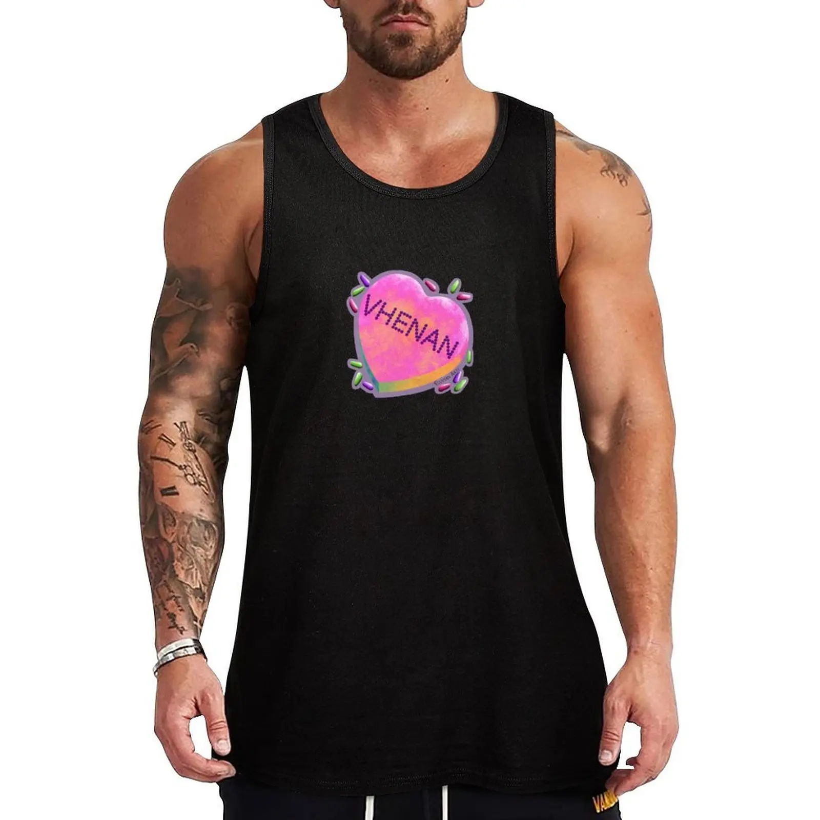 Vhenan Candy Heart Tank Top Sleeveless Workout Tank Top Muscle Fit Gym Shirt