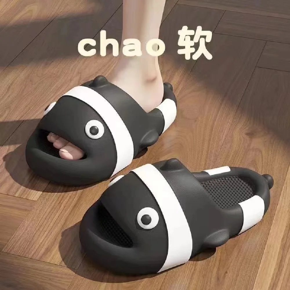 Funny Shoes Women Summer Home Bathroom Anti-Skid Couple Thick Soled Cute Little Fish Sandal Outdoor Man Beach Cartoon Slippers