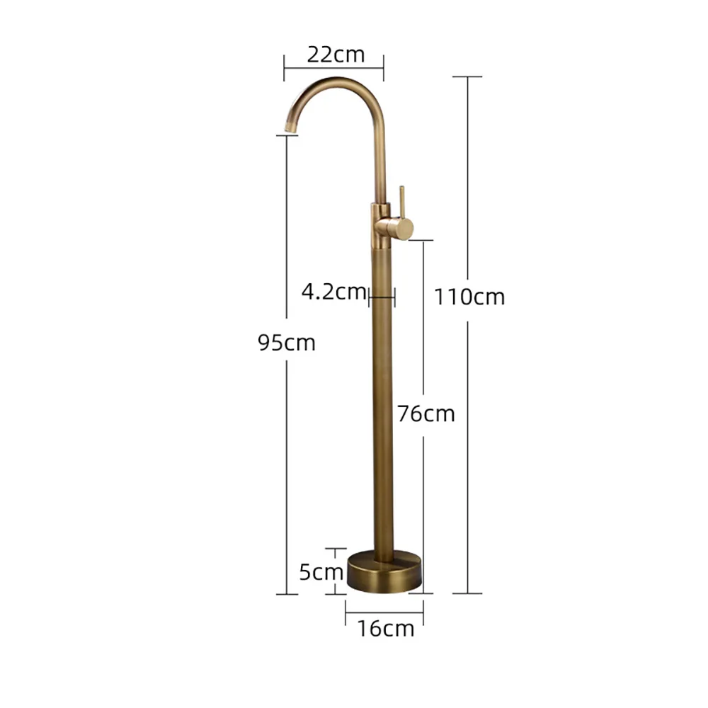 Tianview Floor Standing Bath Faucet Brass Vintage Freestanding Bathtub Side Post Basin Hot and Cold Shower Faucet