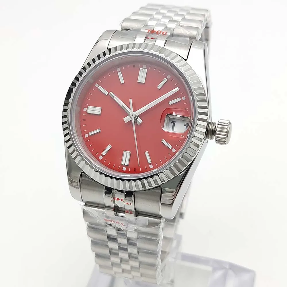 New 36mm Automatic Mechanical Watch for Men and Women, Waterproof Stainless Steel Watch, Calendar, 7 Colours