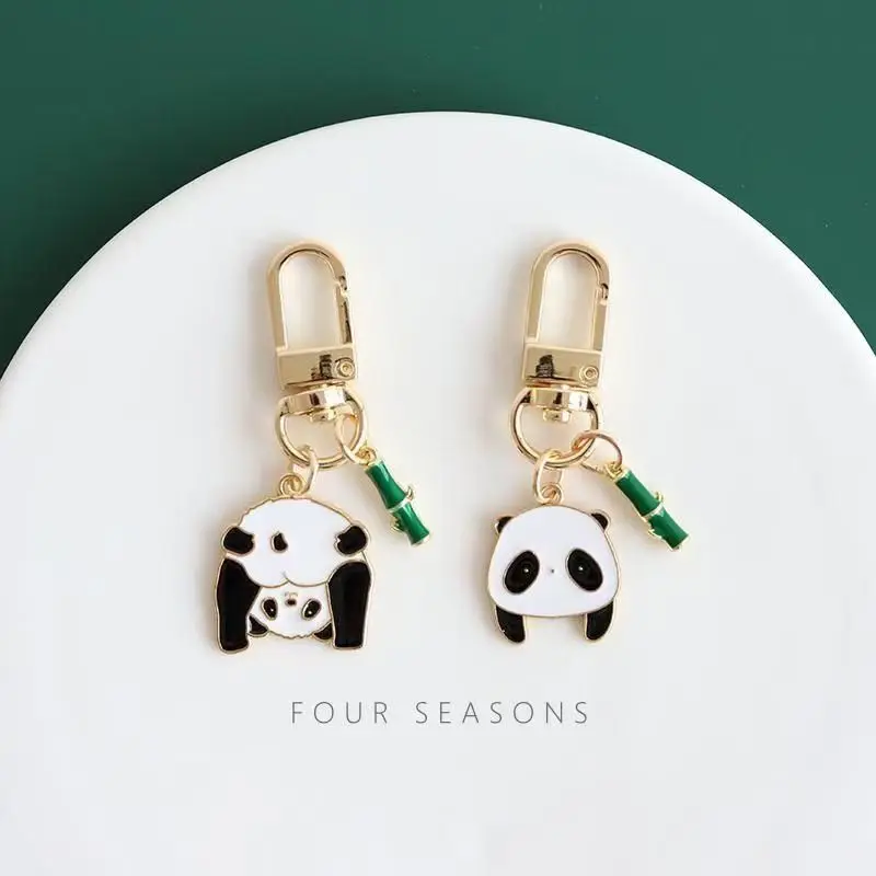 Kawaii Animal Fashion Key Chain Cartoon Carrying Bamboo Panda Keyring Best Friendship Key Holder Jewelry Lover Birthday Gifts