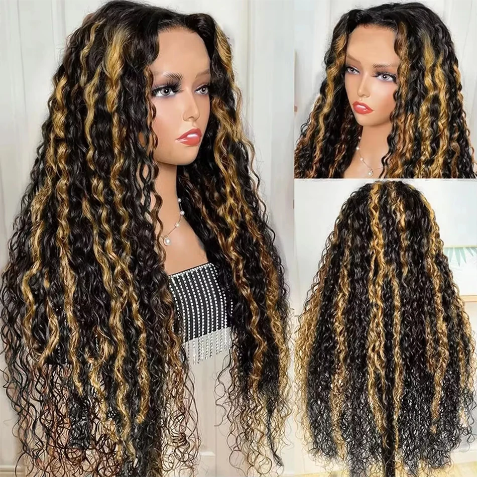 

1B/27 Highlight Curly Deep Wave 13x4 HD Lace Front Wig Human Hair Brazilian Colored Pre Plucked Water Curly Lace Frontal Wigs