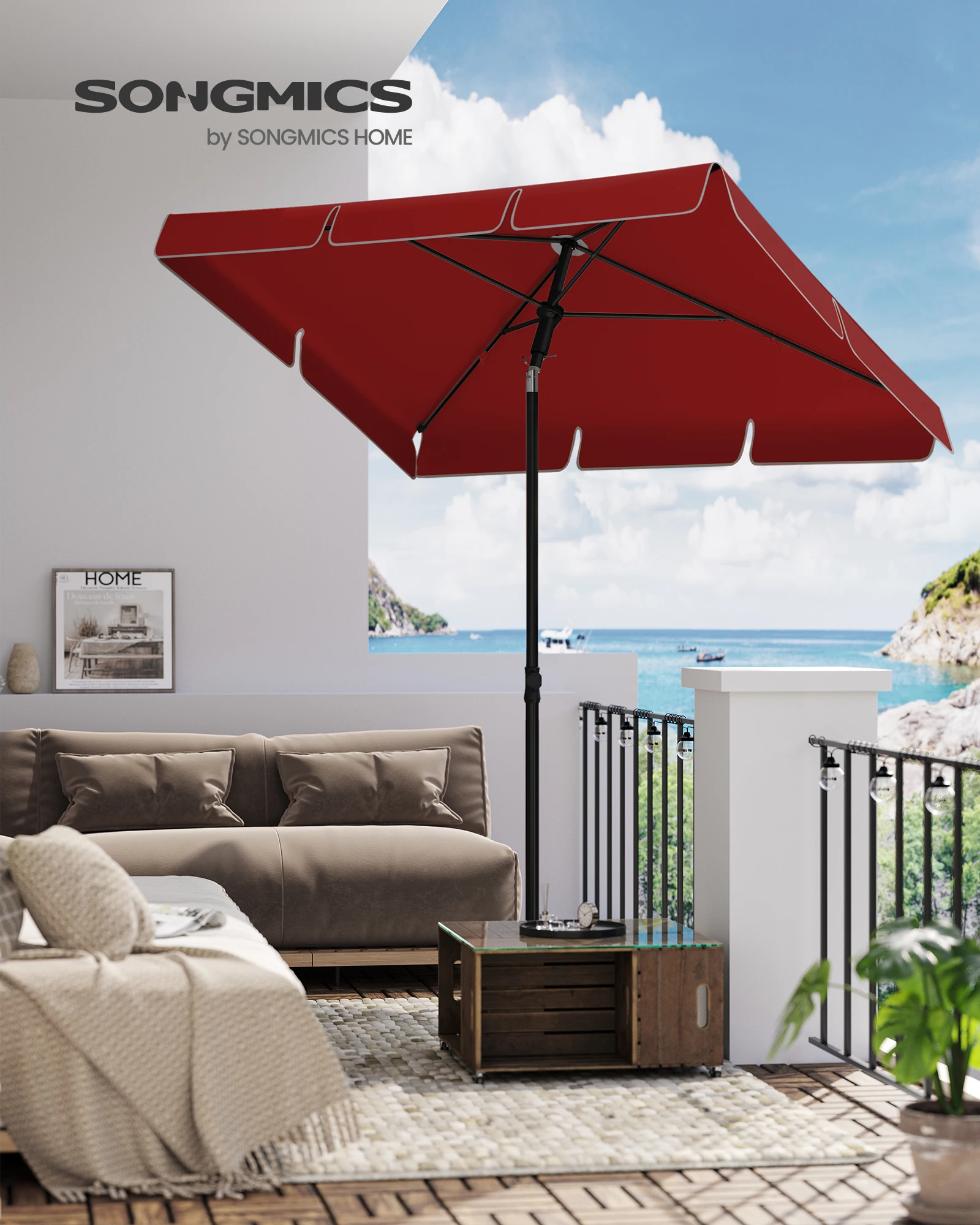 SONGMICS parasol, balkonkap, UPF 50+, opbergtas, zonder standaard