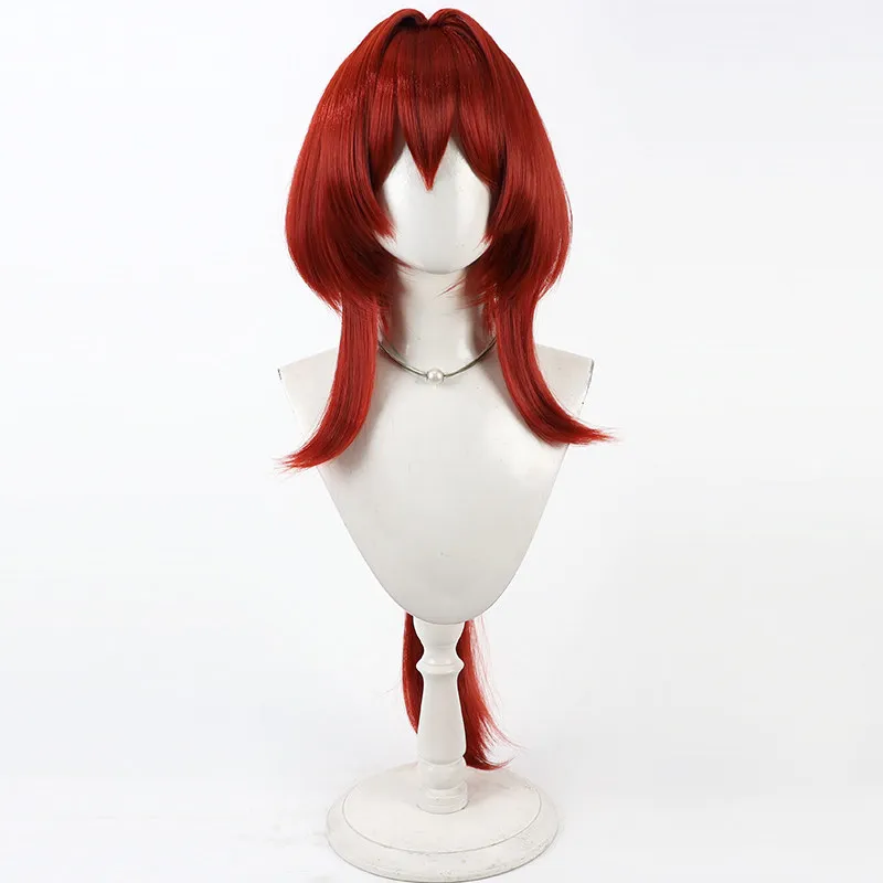 Arknights Endfield Laevatain Cosplay Wig Wine Red Simulation Scalp Hair