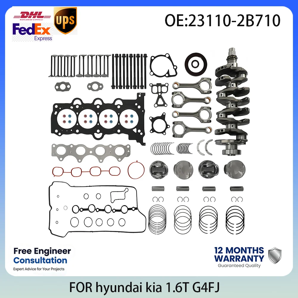 

G4FJ Engine Rebuilding Kits set 1.6L 1.6 L T L4 GAS For HYUNDAI ELANTRA i30 KONA TUCSON VELOSTER KIA CEED PROCEED SOUL 2012-2023