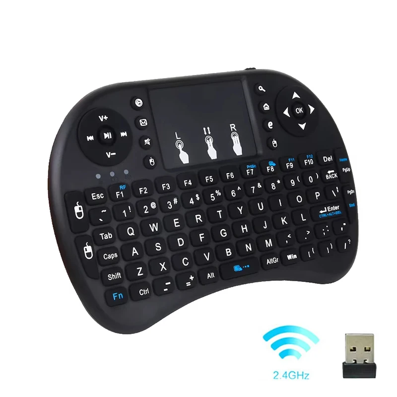 

English Bluetooth Wireless Mini Keyboard 2.4GHz USB Air Mouse Remote Lithium Battery With Touchpad Backlit For Android TV Box PC