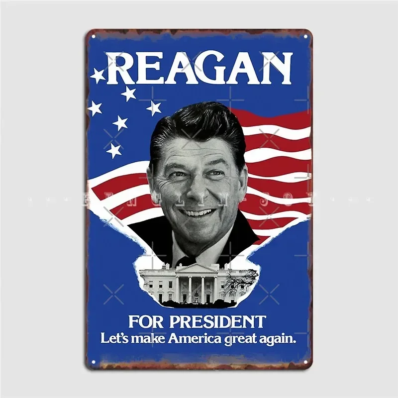 Vintage Ronald Reagan 1980 Campaign Make America Great Again Poster Metal Plaque Wall Mural Club Bar Wall Plaque Tin Sign Poster