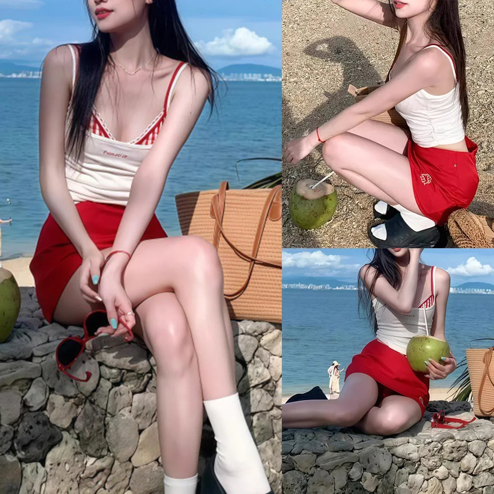 Casual Beach Outfit Party Bikini Dress Long Sleeve Cover-up Sexy Look Solid Pattern Split Swimsuit Summer Apparel