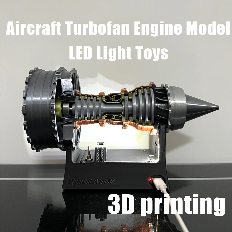 

TR900 Aviation Turbofan Engine Model 3D Printing Model LED Light Toy Gift