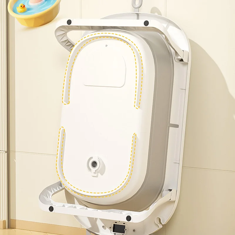 Foldable Baby Bath Tub with Thermometer Large Size Newborn Shower Basin Sit Lie Design Infant Bath Supplies for Home