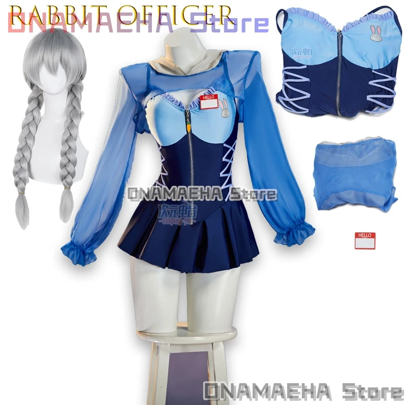 

Купальник для косплея в стиле кролика-офицера, женский, из двух частей, с накидкой, водонепроницаемый, аниме-стиль, летний, подходит для термальных источников.