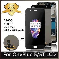 Numériseur d'écran tactile LCD AMOLED, cadre d'affichage, OnePlus 5T, One Plus 5T, 1 + 5, 1 + 5T, A5000, A5010, nouveau