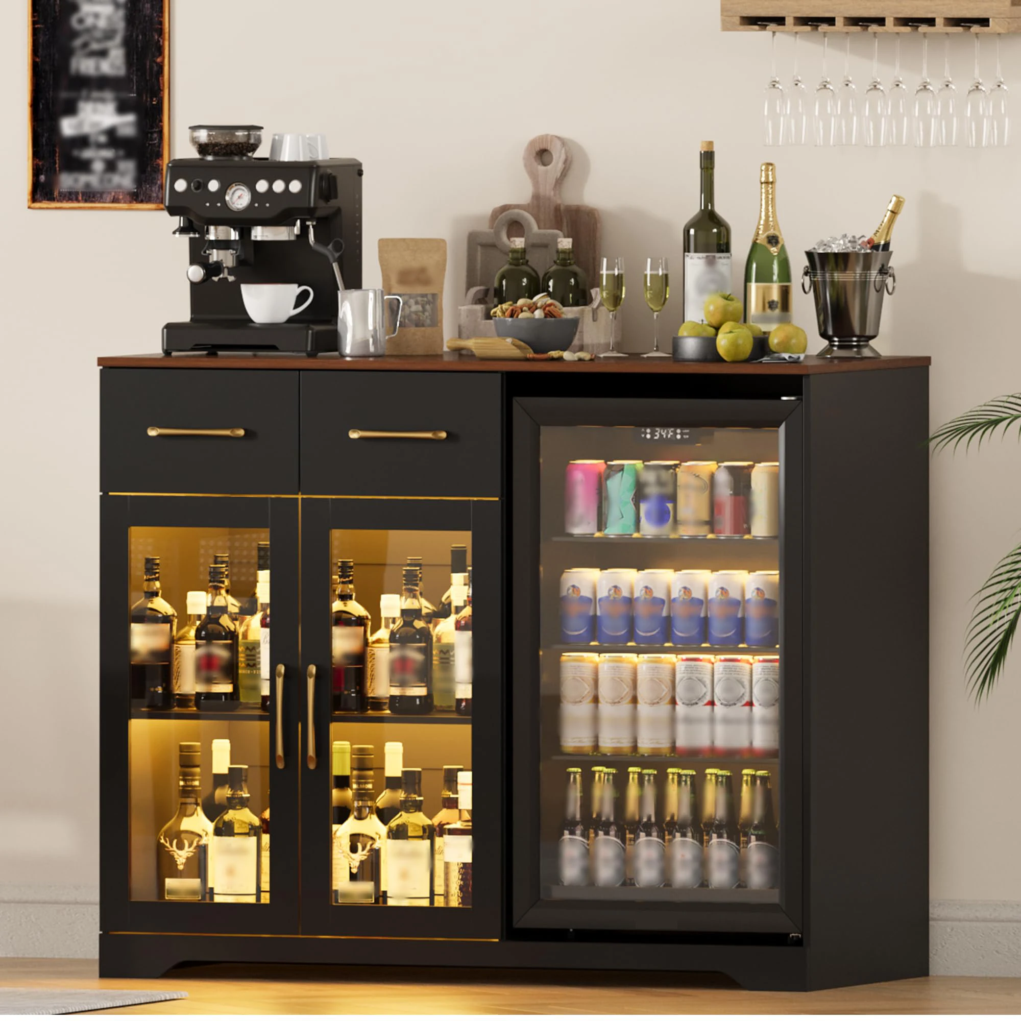 Home Bar And Fridge - Coffee Bar Cabinet With Mini Fridge