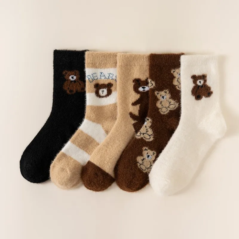 

5 Pairs Baby Socks Winter Socks Thick Thermal Warm Sock Kids Cartoon Bear Cotton Sock For Boys Infant Snow Boot Calf Socking